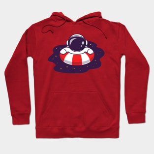 Cute Astronaut Swimming On Space Pool Cartoon Hoodie